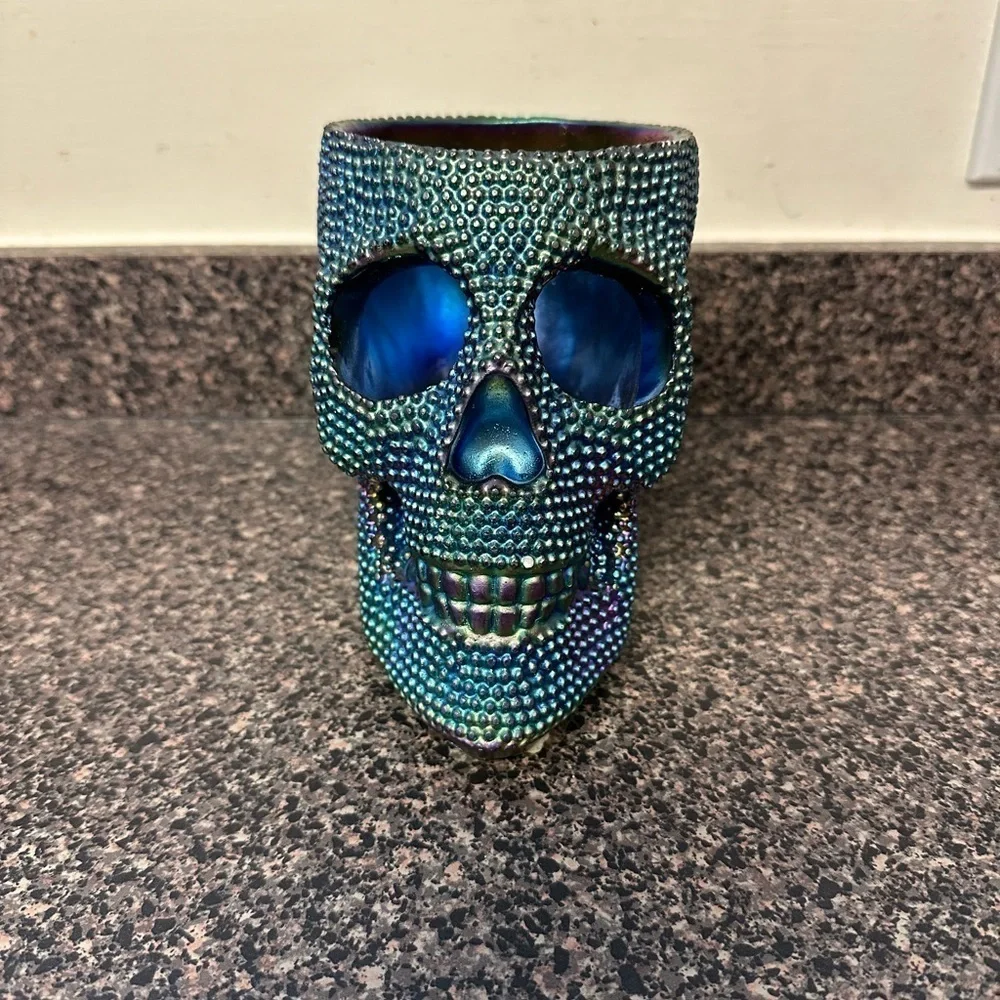 Iridescent Rainbow Halloween Skull Holder